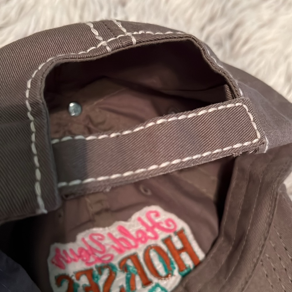 NWT Hold Your Horses Equestrian Themed Distressed Vintage-Wash Baseball HAT - Picture 6 of 7